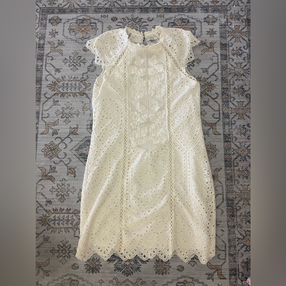 SAYLOR Daniella Eyelet Dress in Creme